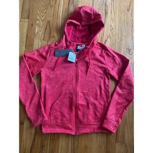 NWT Adidas TI FZ Red Hoodie Womens Size Small thumb holes fleece lined climawarm